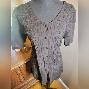 VINTAGE GEETA BLACK BOHO CORSET LACE UP BACK TOP NOS